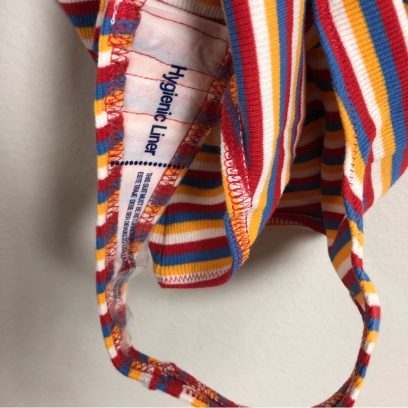 Madewell Ribbed Spaghetti Strap Snap Thong Tank Bodysuit Rainbow Stripe Medium - Picture 8 of 10